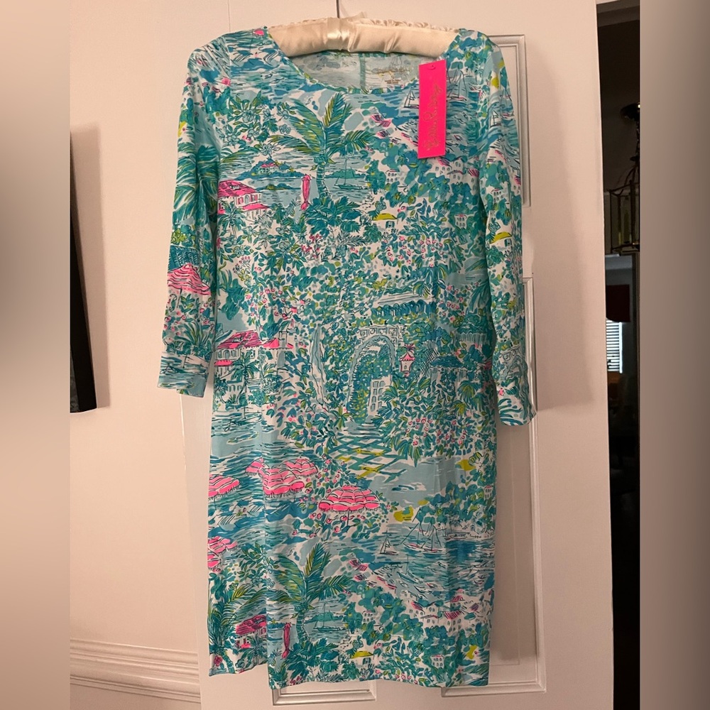 Lilly Pulitzer Blue and Green Sheath Dress Resort Wear